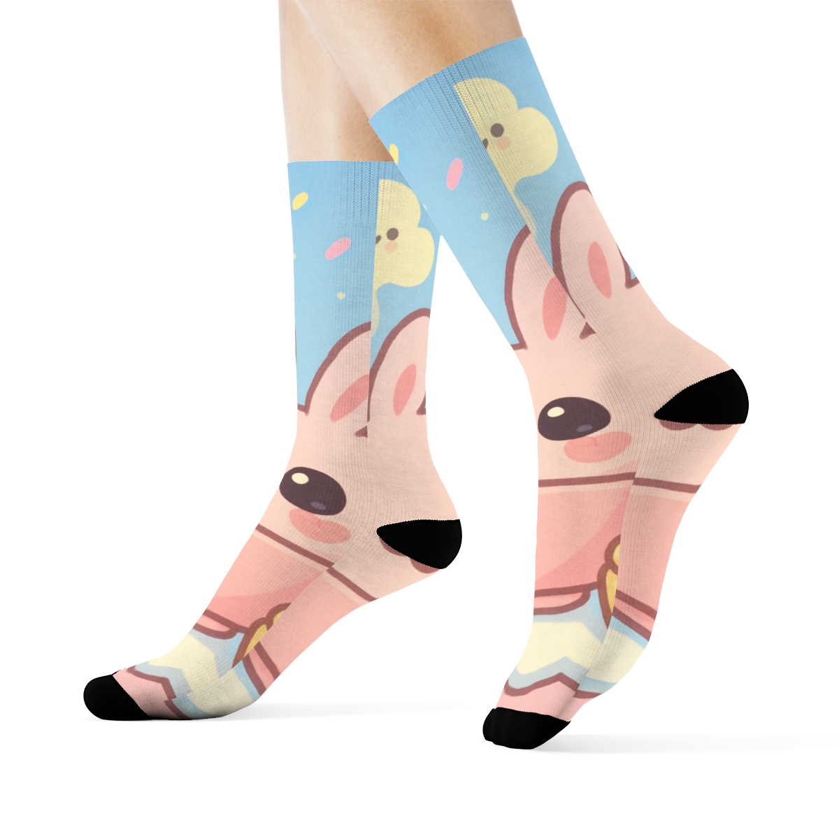 Bubblegum Cloud Bunny Tea designer logo socks