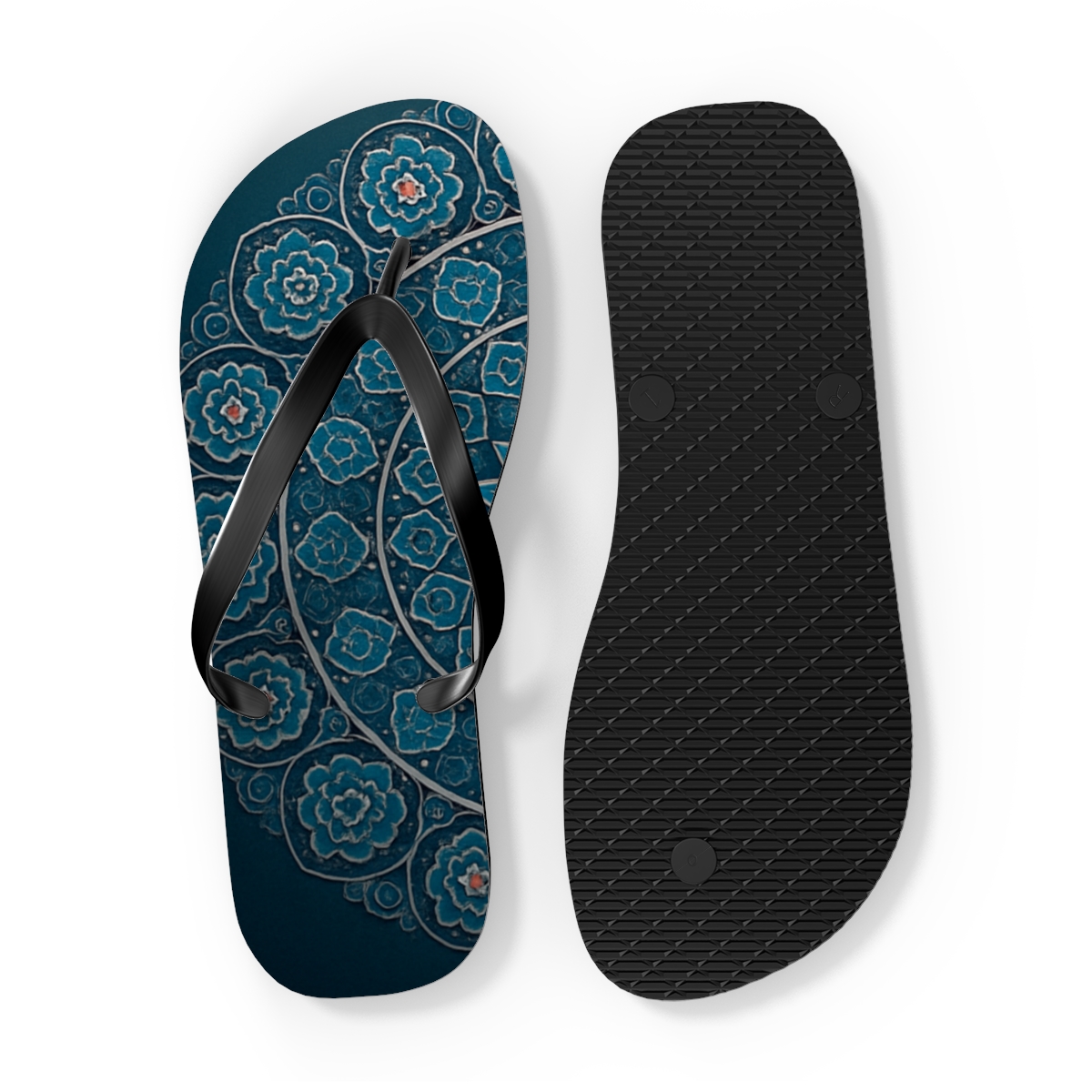 Helix Rosette Lattice Halo designer logo flip flops