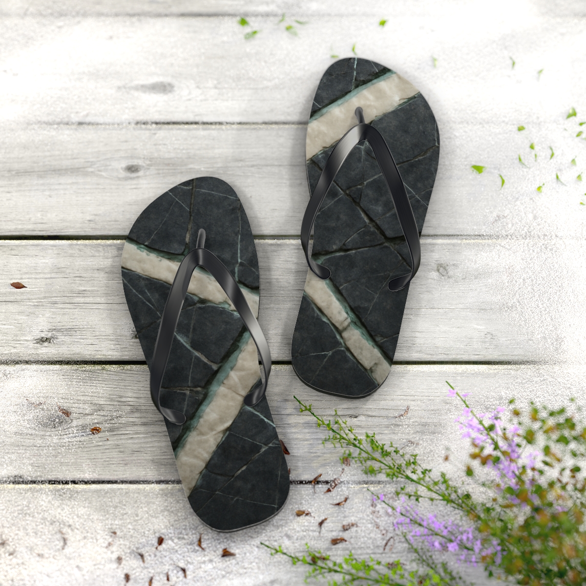 Quartz Vein Tessella unique graphic flip flops