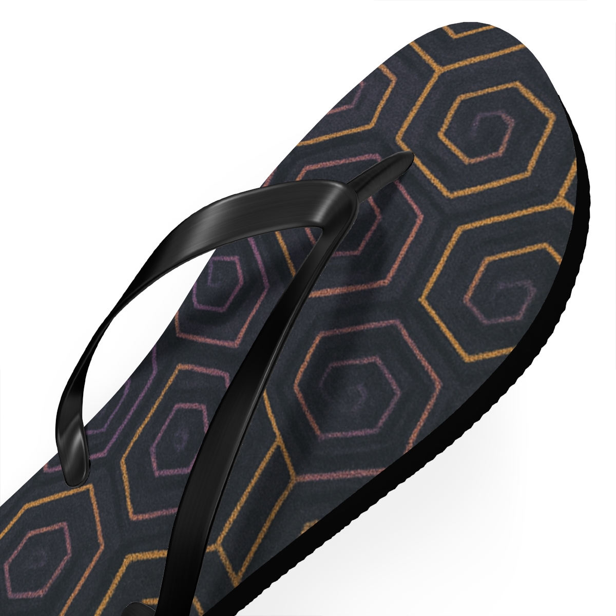 Hex Spiral Tessellation Bloom stylish summer flip flops
