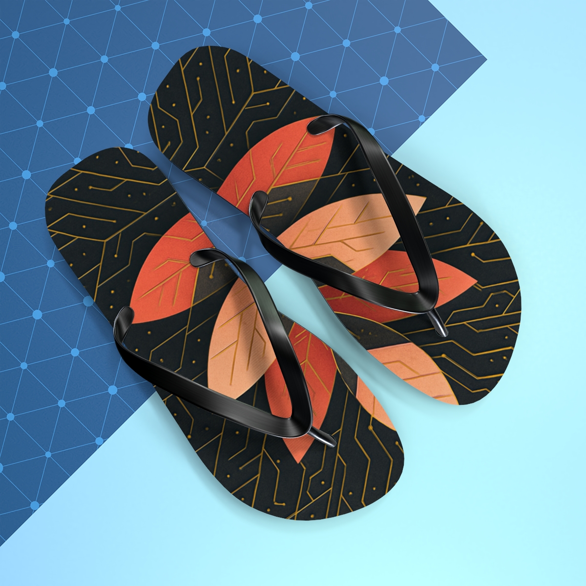 Peony Vein Circuit Weave colorful rubber flip flops