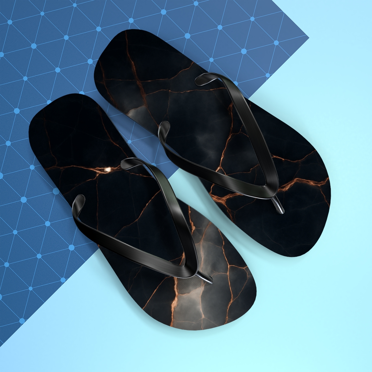 Obsidian Vein Drift trendy printed flip flops