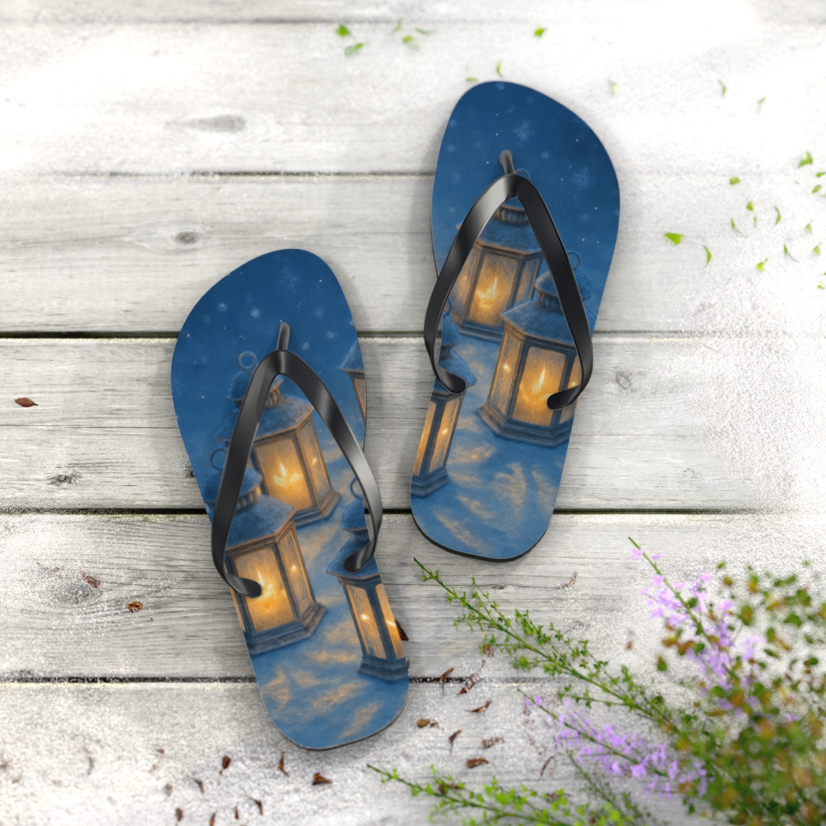 Winter Lantern Lullaby soft sole flip flops