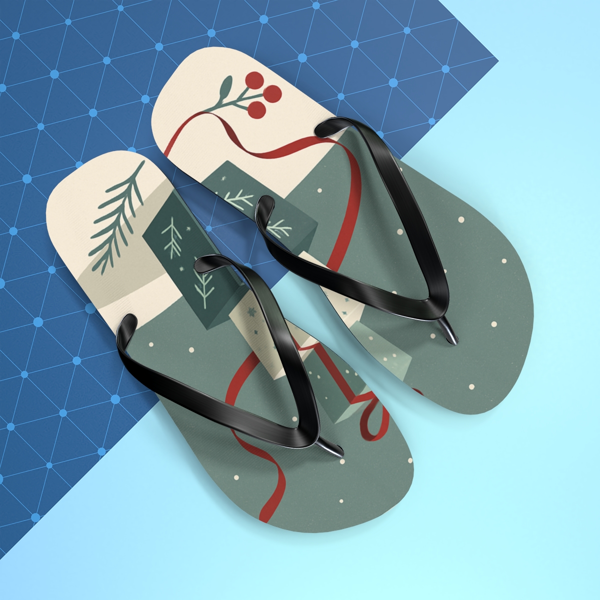 Frostbound Gift Wrap Constellations personalized beach flip flops