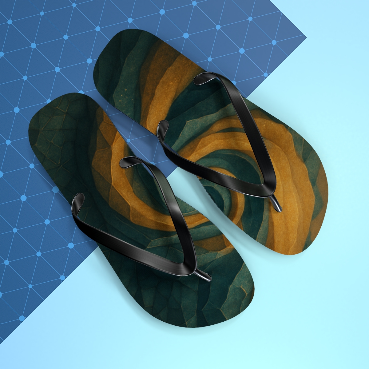 Golden Vein Harmony Flip Flops