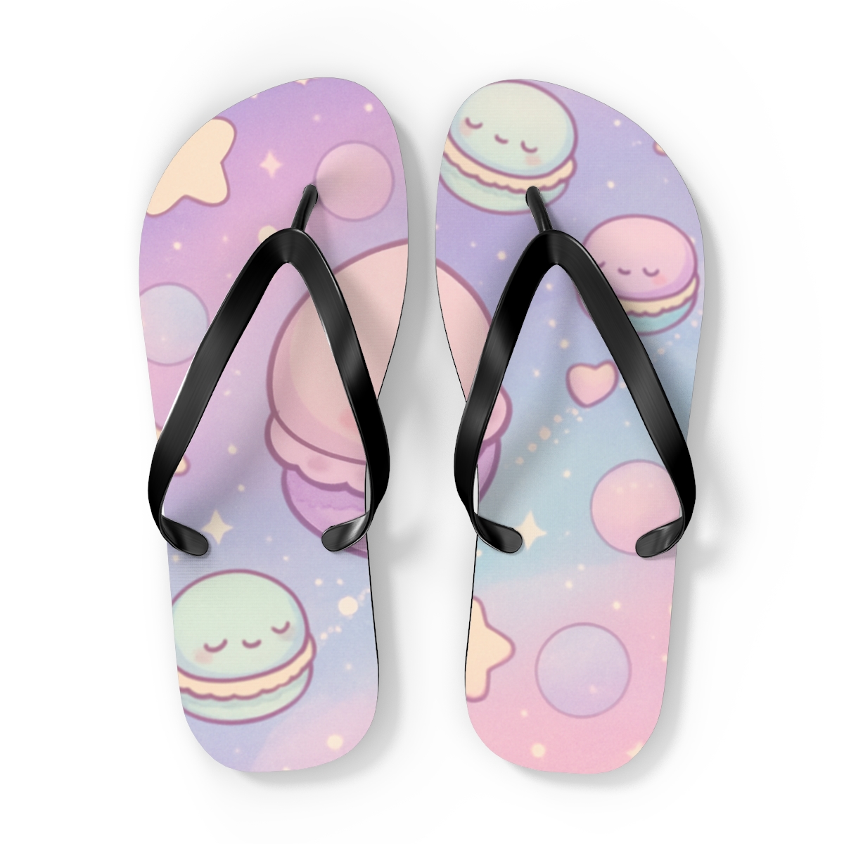 Cosmic Macaron Meteors custom flip flops