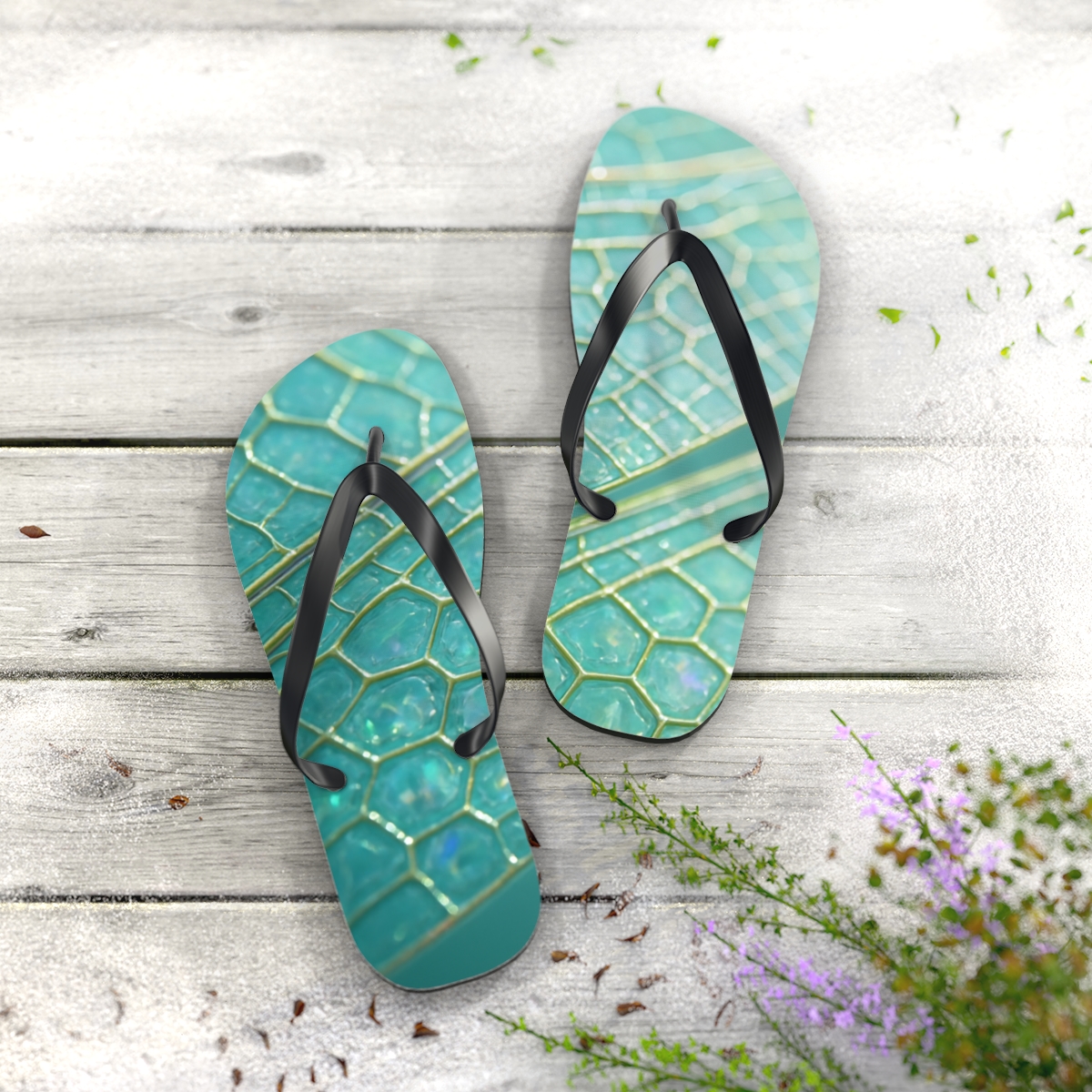 Dragonfly Wing Prism Lattice personalized beach flip flops