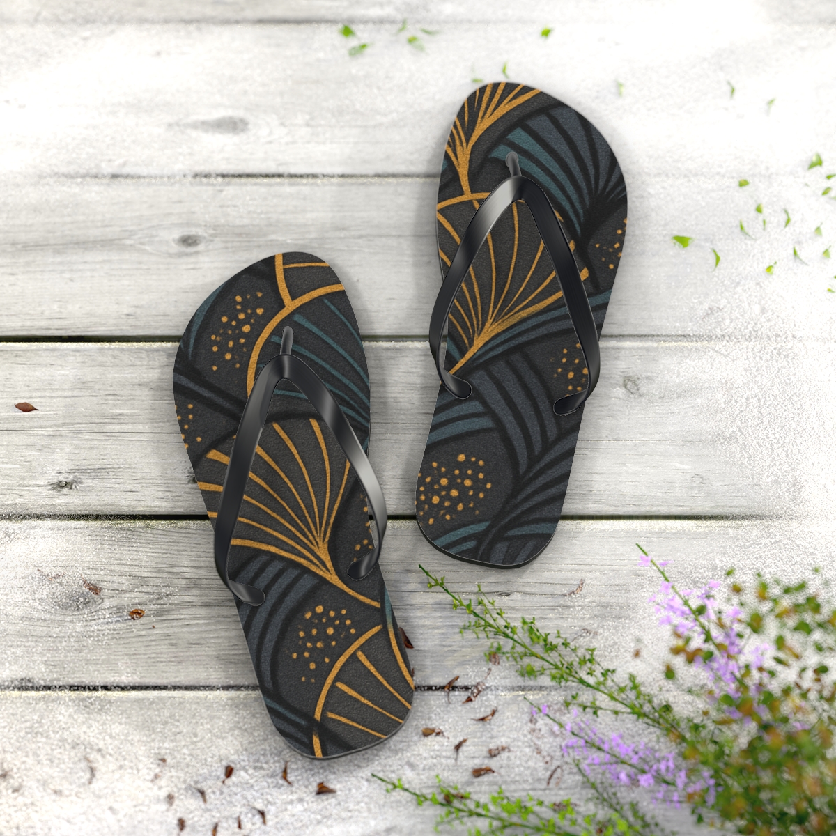 Camellia Vein Orbit Weave trendy printed flip flops