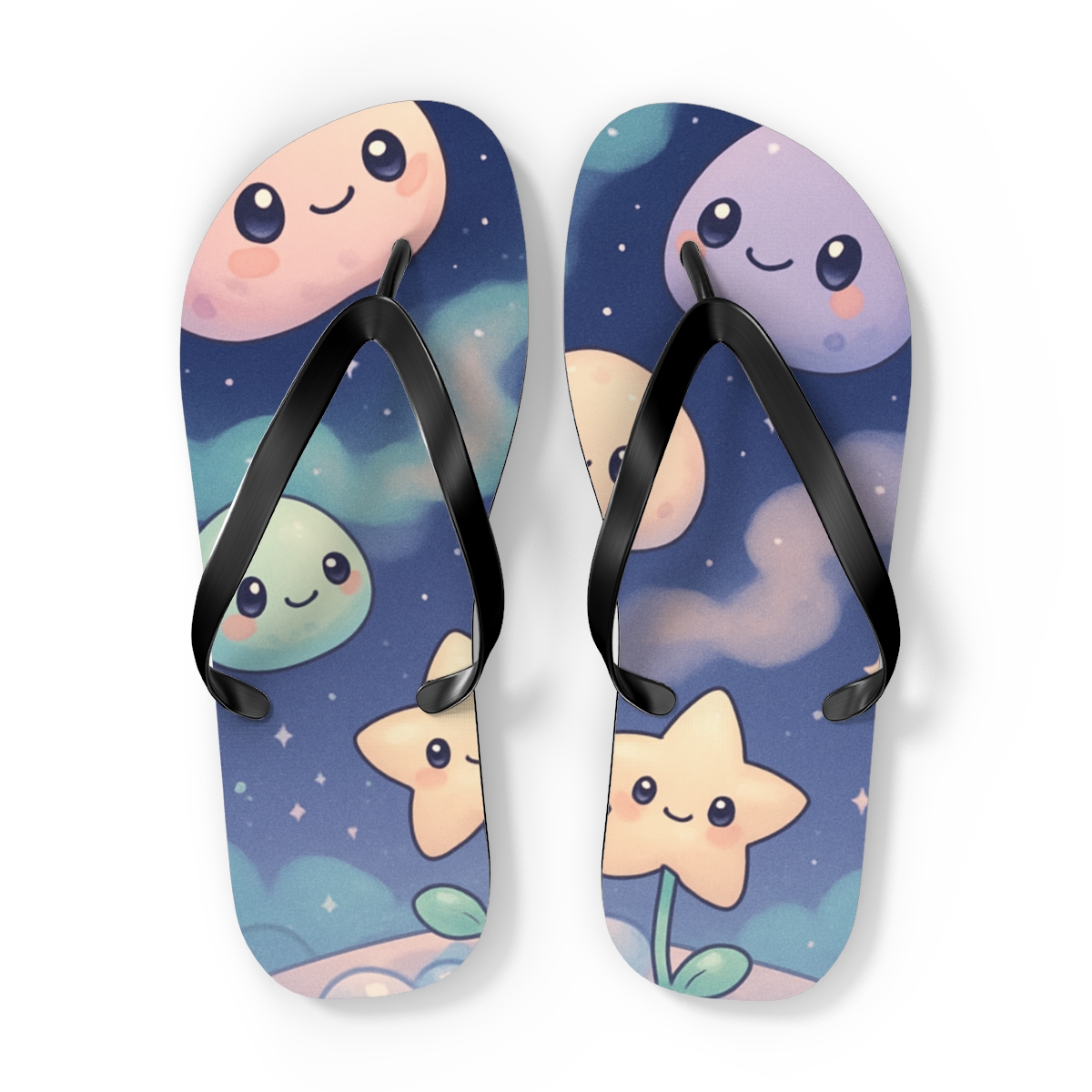 Cosmic Jellybean Asteroid Garden soft sole flip flops
