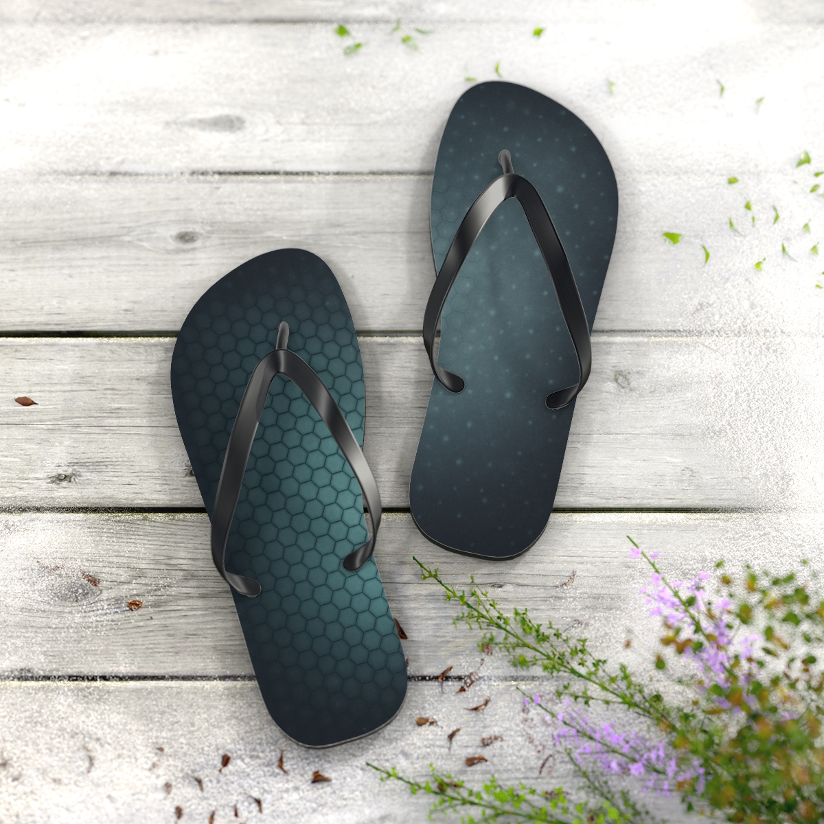 Hex Fade Particle Weave colorful rubber flip flops
