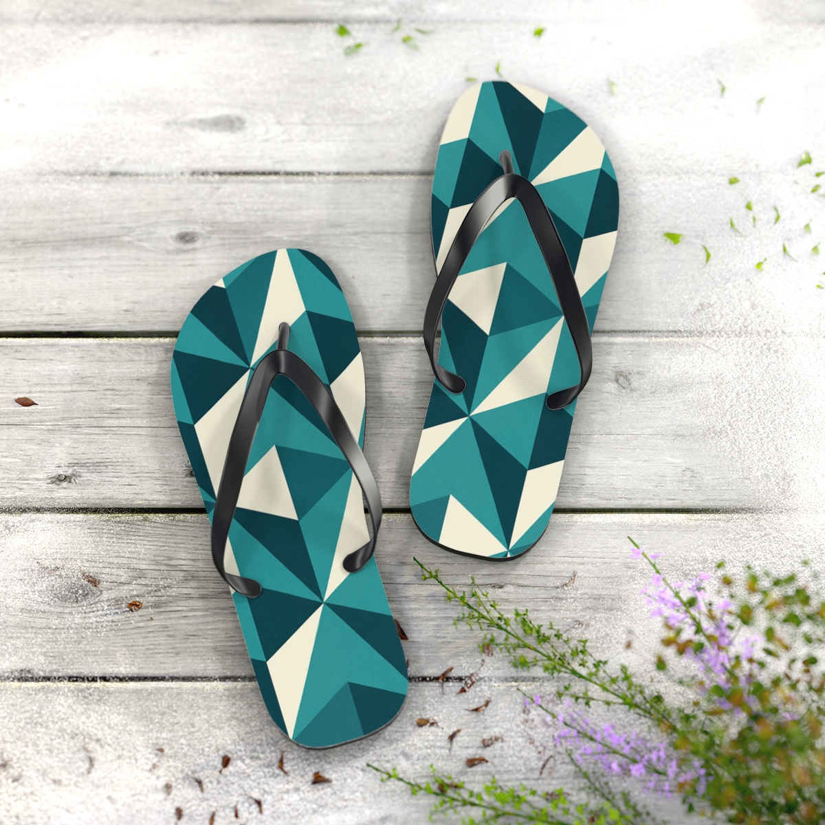 Kite Diamond Step Tessellation trendy printed flip flops