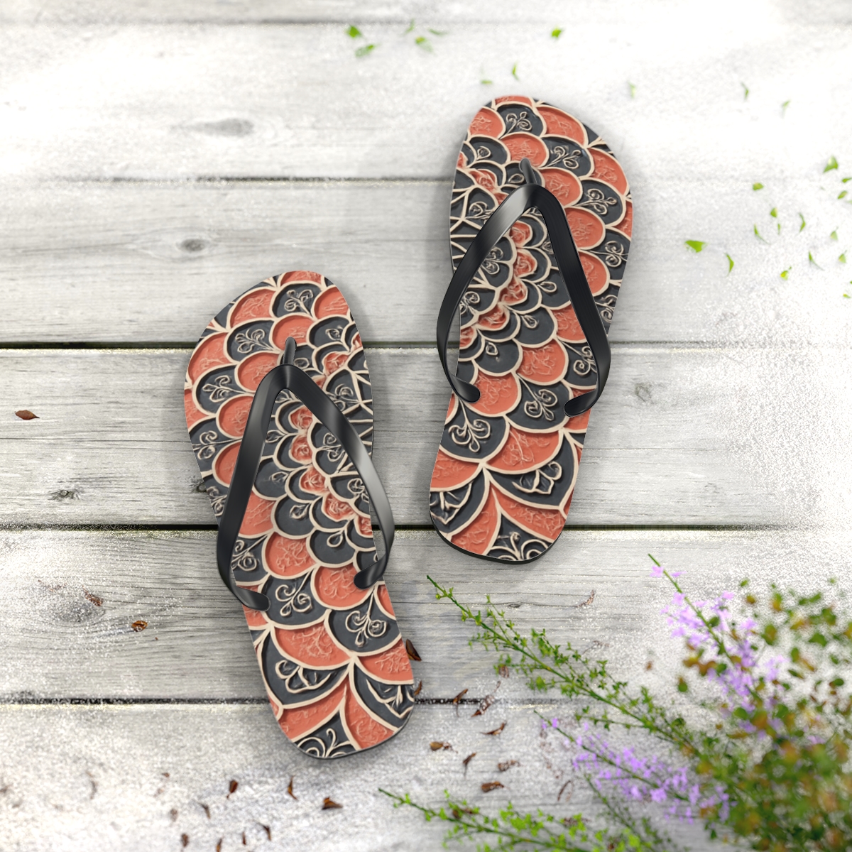 Coral Bloom Harmony Flip Flops