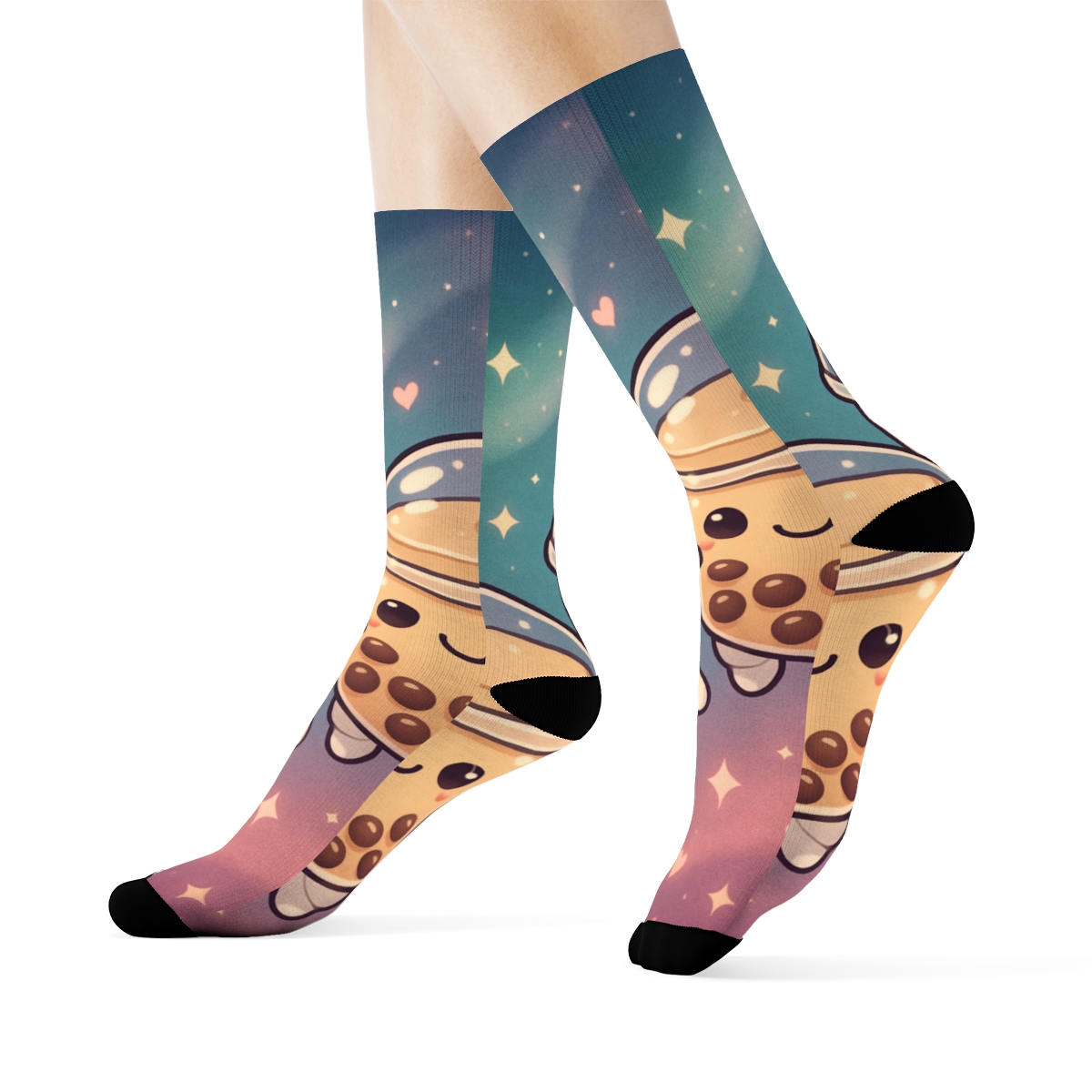 Starlight Bubble Tea Astronauts unique printed socks