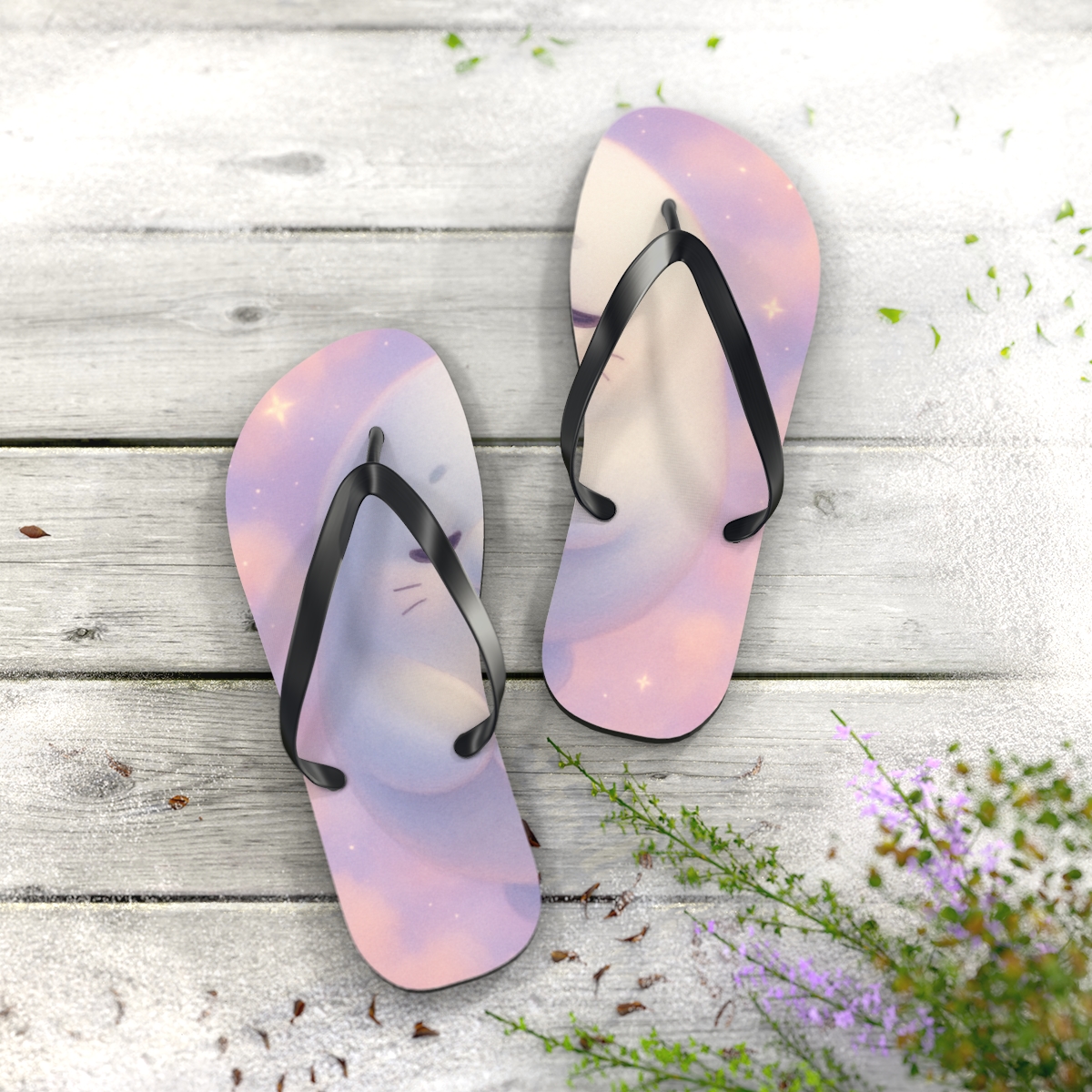 Sleepy Nebula Seal Plush soft sole flip flops