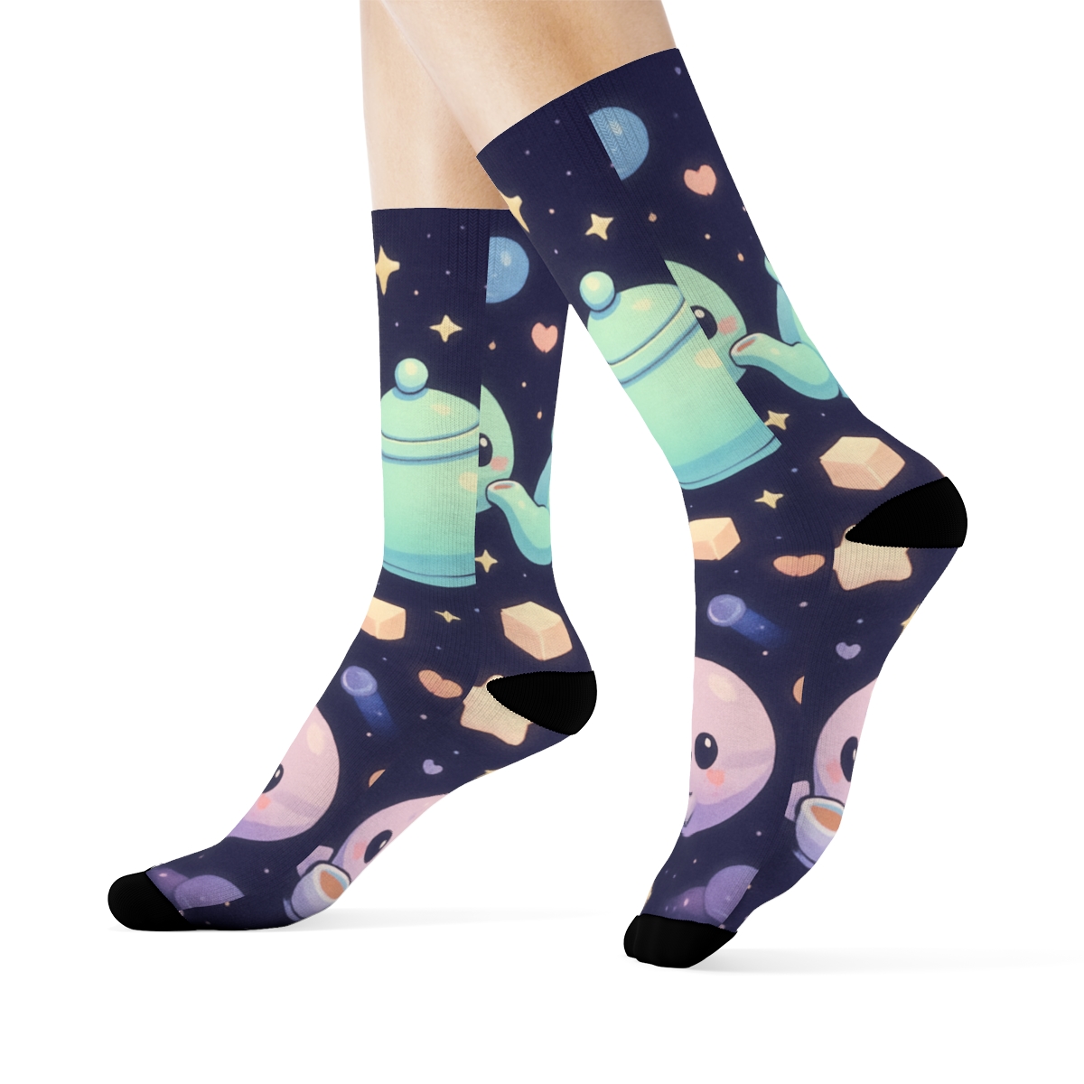 Pastel Planet Tea Party designer logo socks