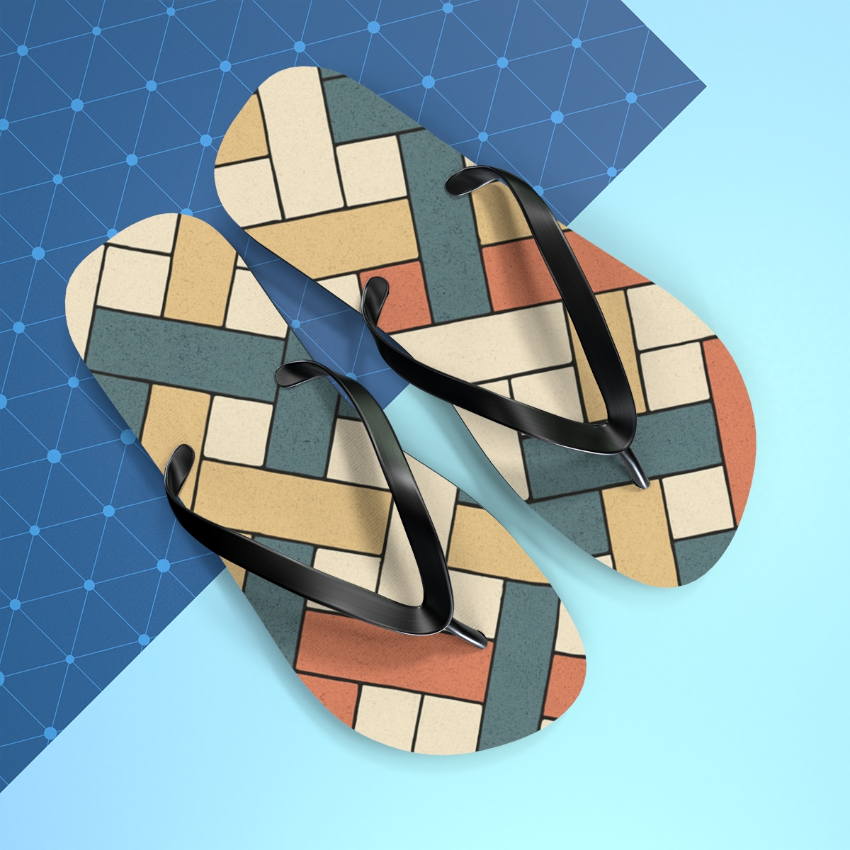 Prismatic Kite Weave Matrix trendy printed flip flops