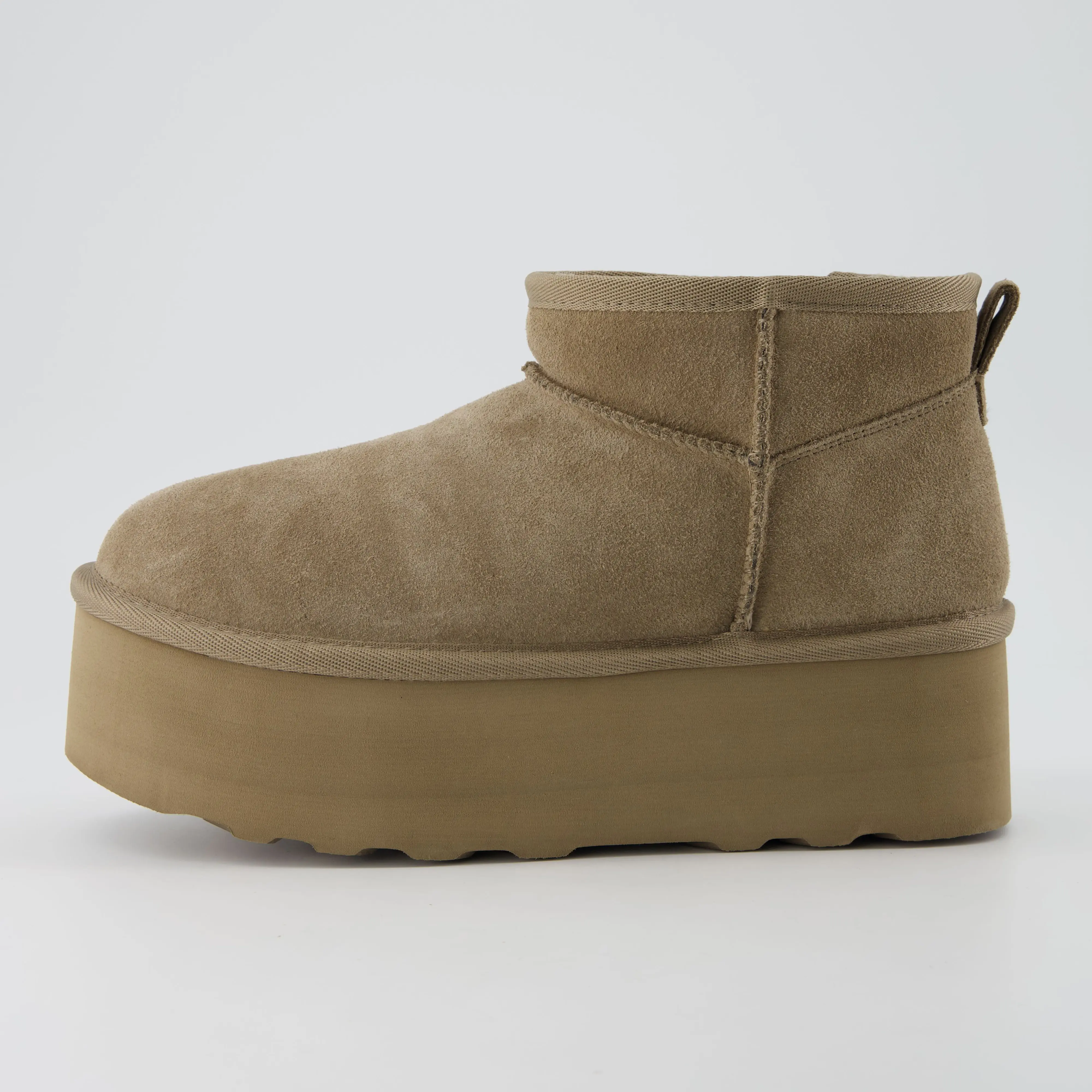 Cushionaire Hippy Womens Platform Ankle Boots Soft Genuine Suede Faux Fur Lining Cozy Winter Slip On Design Comfortable Water Resistant Boots Footwear with Wide Widths Available