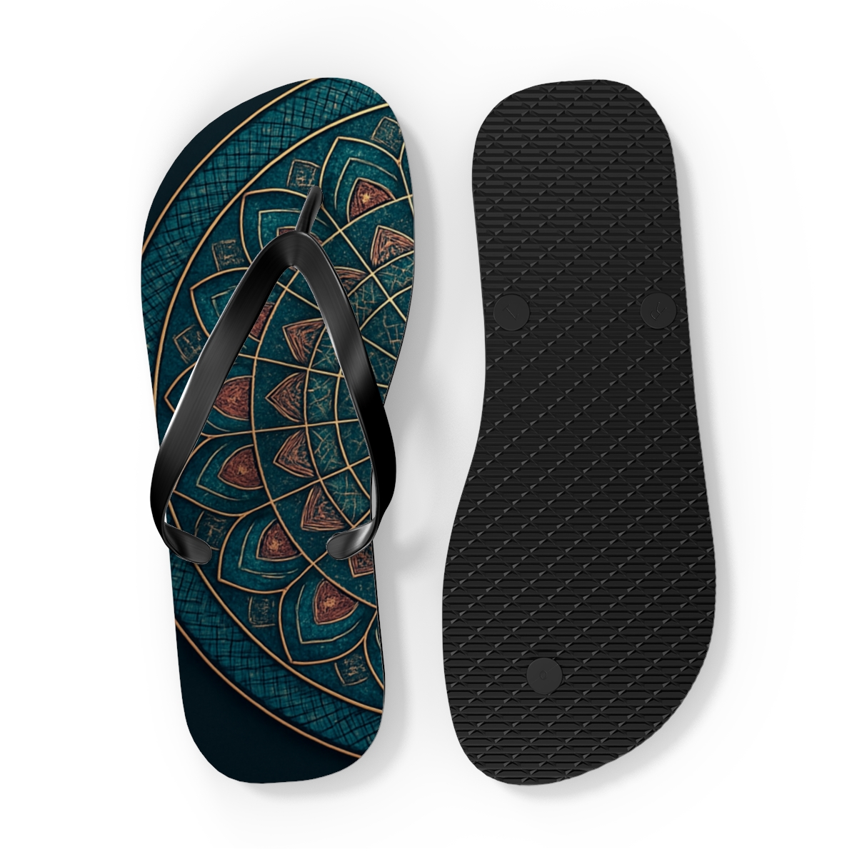 Prismatic Lattice Bloomwheel designer logo flip flops