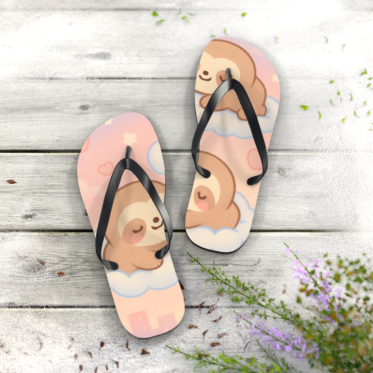 Cotton Cloud Sloth Squad comfortable casual flip flops