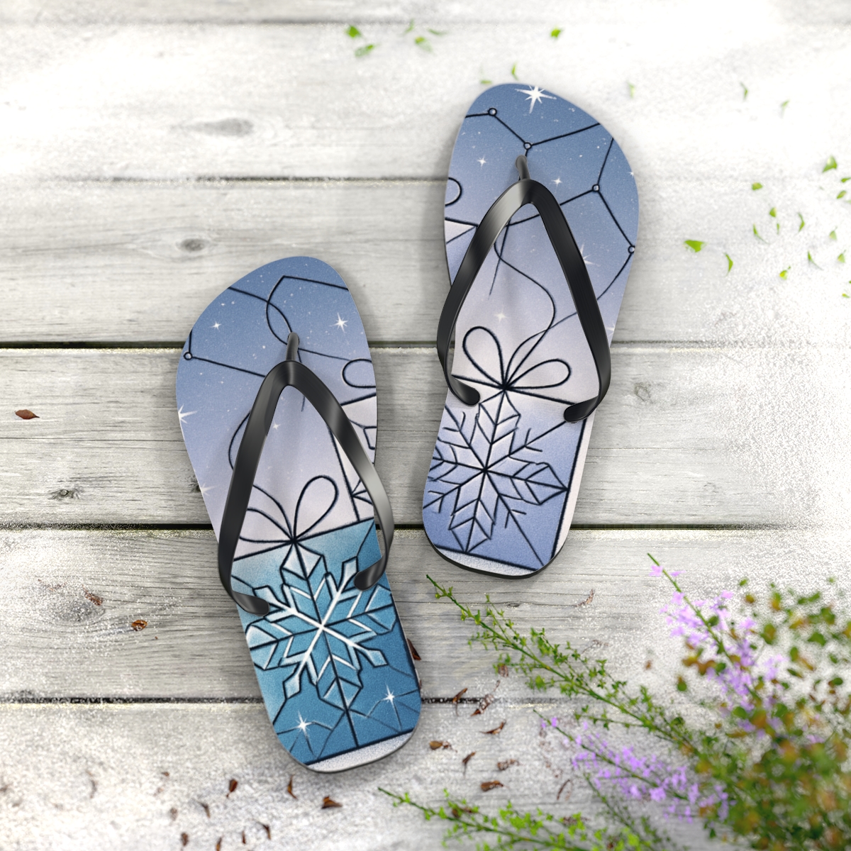 Frost Giftwrap Constellation designer logo flip flops