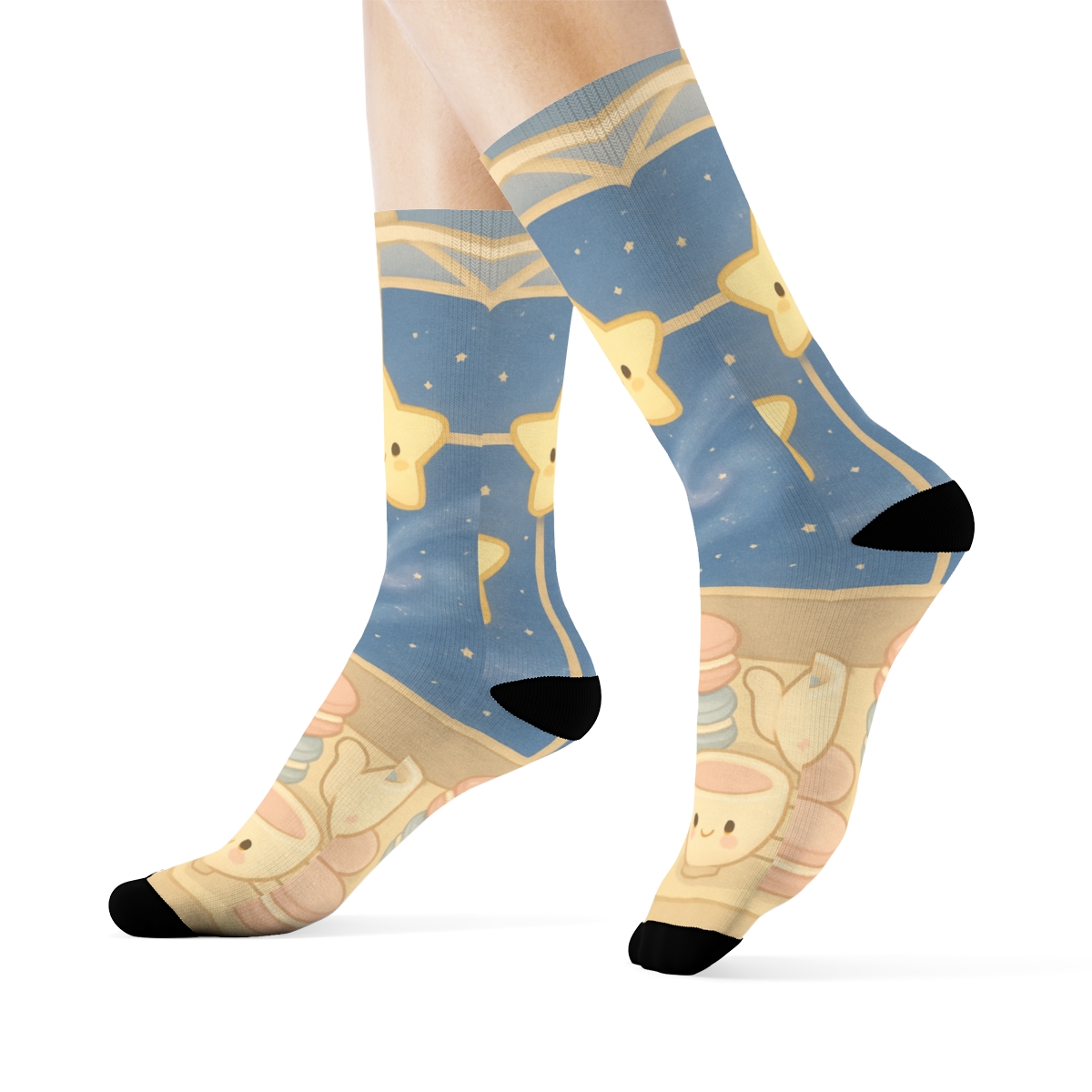 Sleepy Star Lantern Tea Party custom socks