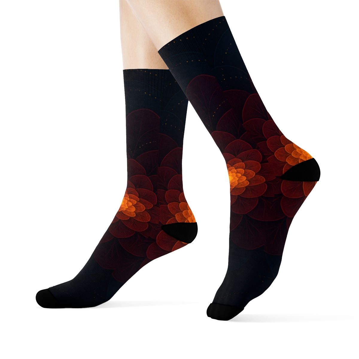 Marigold Orbit Fractal trendy colorful socks