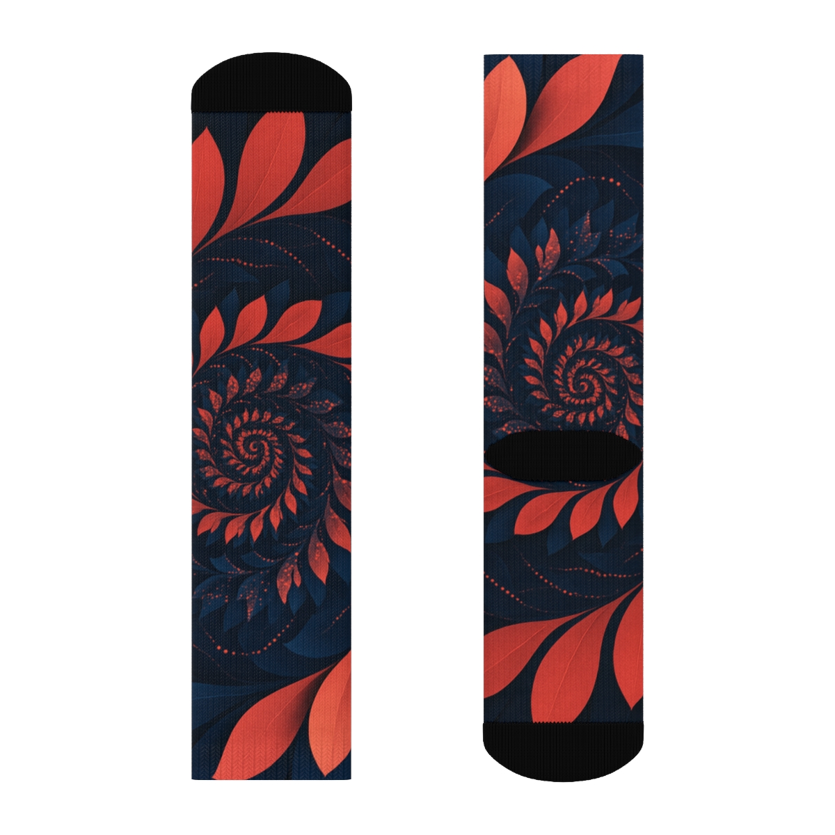 Fractal Bloom Spiral unique printed socks