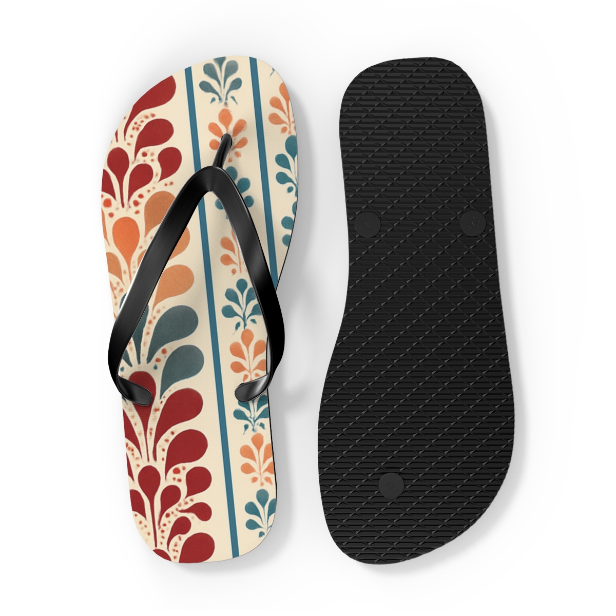 Fractal Bloom Stripe Sequence soft sole flip flops