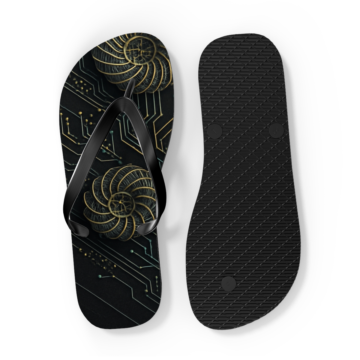 Fractal Corolla Circuitry personalized beach flip flops