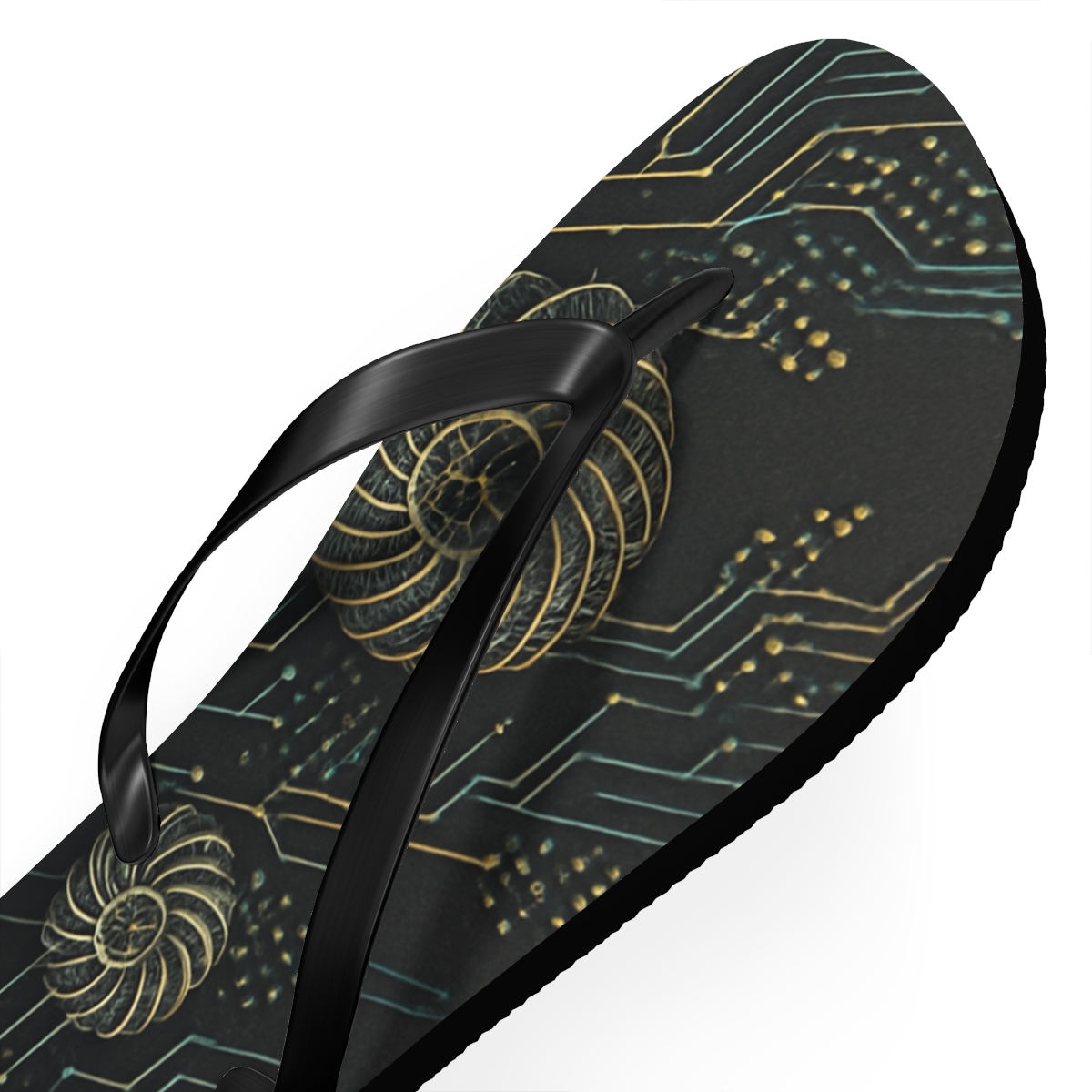 Fractal Corolla Circuitry personalized beach flip flops