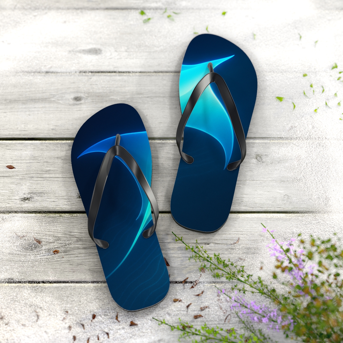 Fractal Pulse Of The Electric Manta trendy printed flip flops