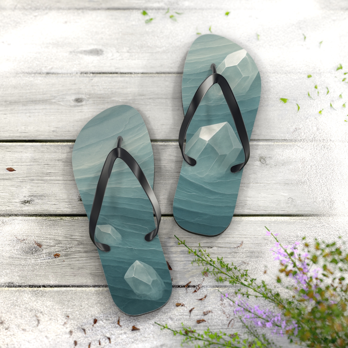 Fractured Quartz Wavefield unique graphic flip flops