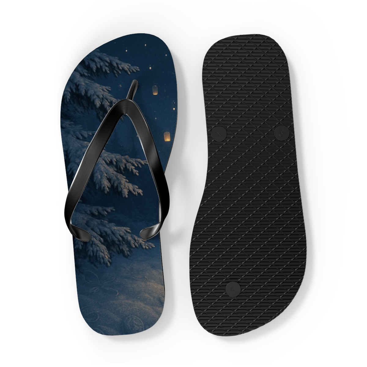 Frost Lantern Solstice Night designer logo flip flops