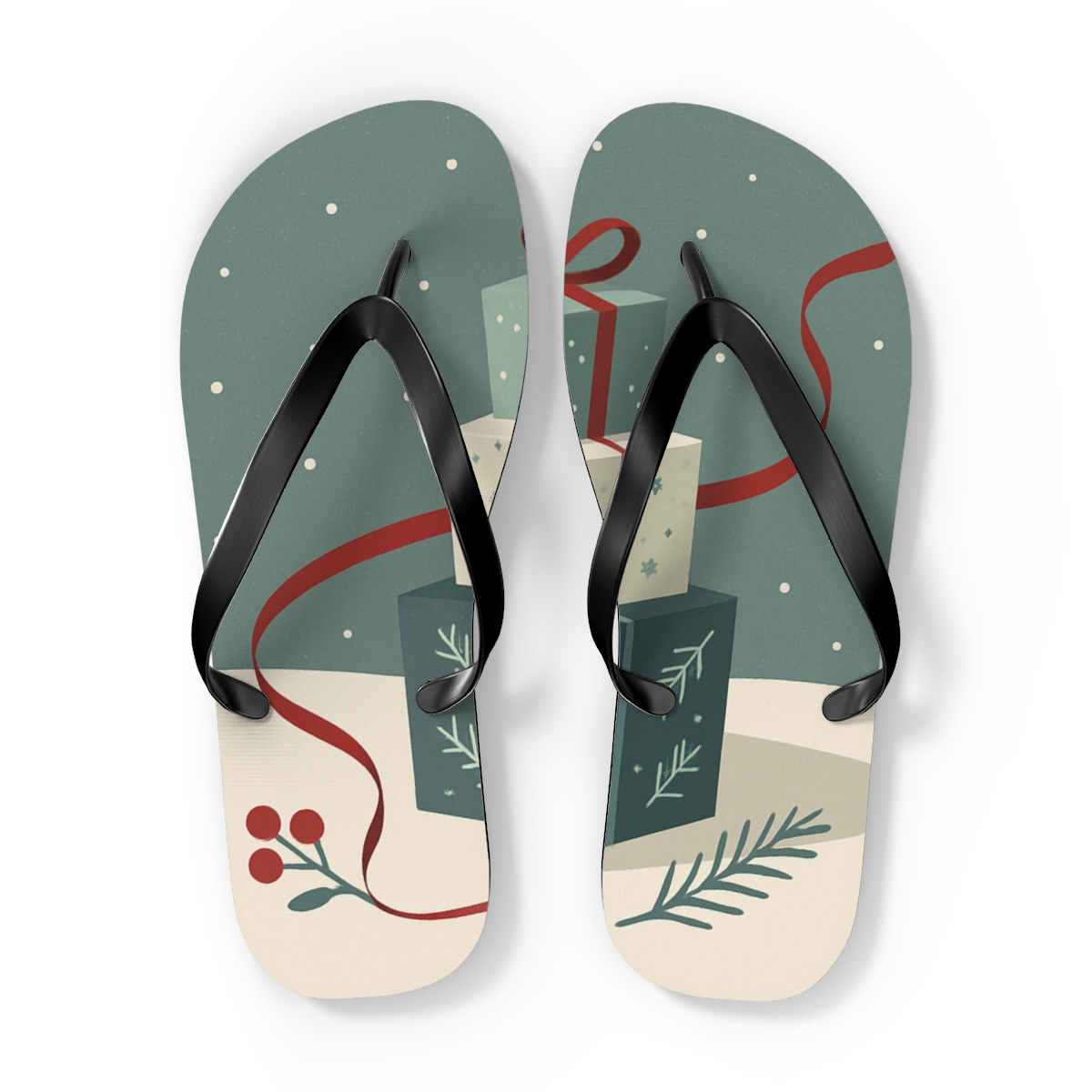 Frostbound Gift Wrap Constellations personalized beach flip flops