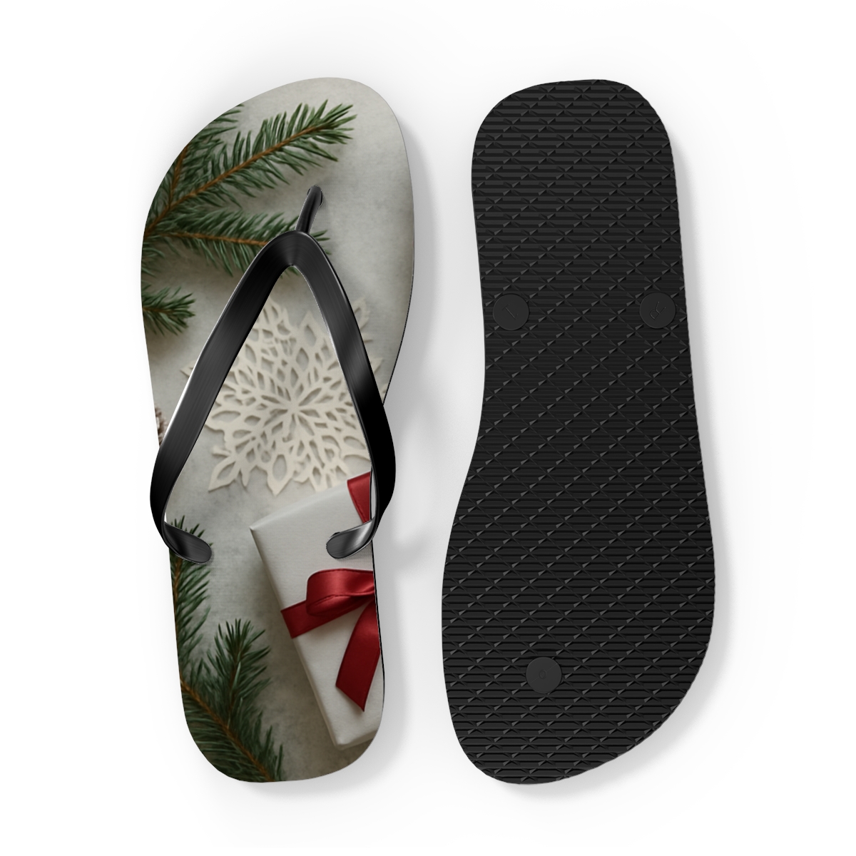 Frosted Evergreen Giftwrap Dream unique graphic flip flops