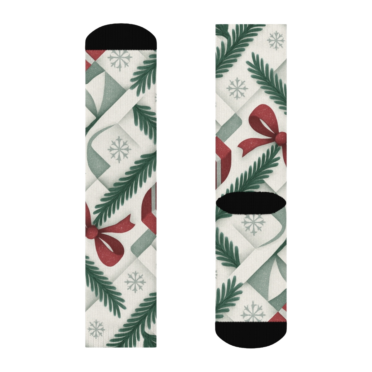 Frosted Evergreen Giftwrap Weave unique printed sockscustom socks