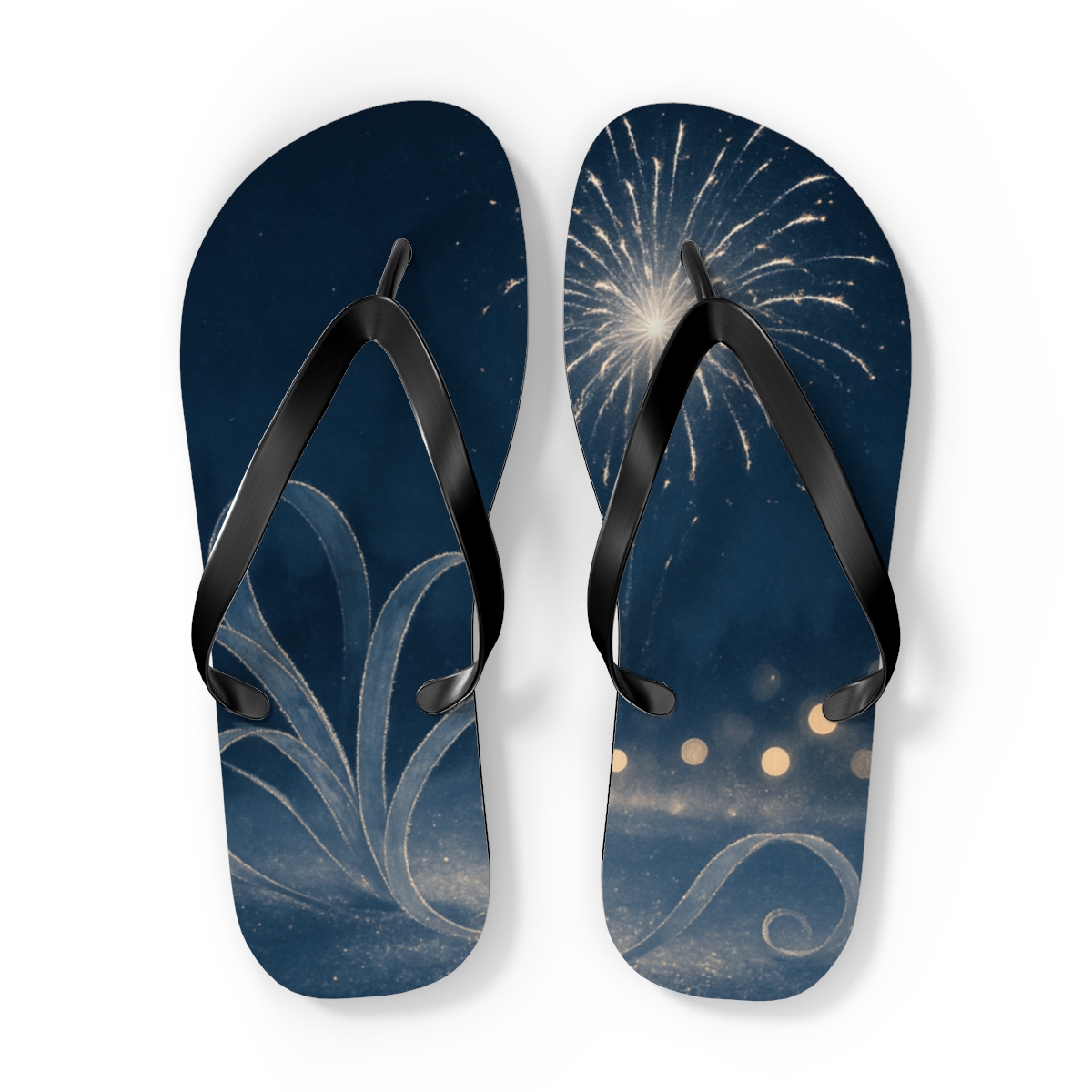 Frosted New Year Starfire Ribbons custom flip flops