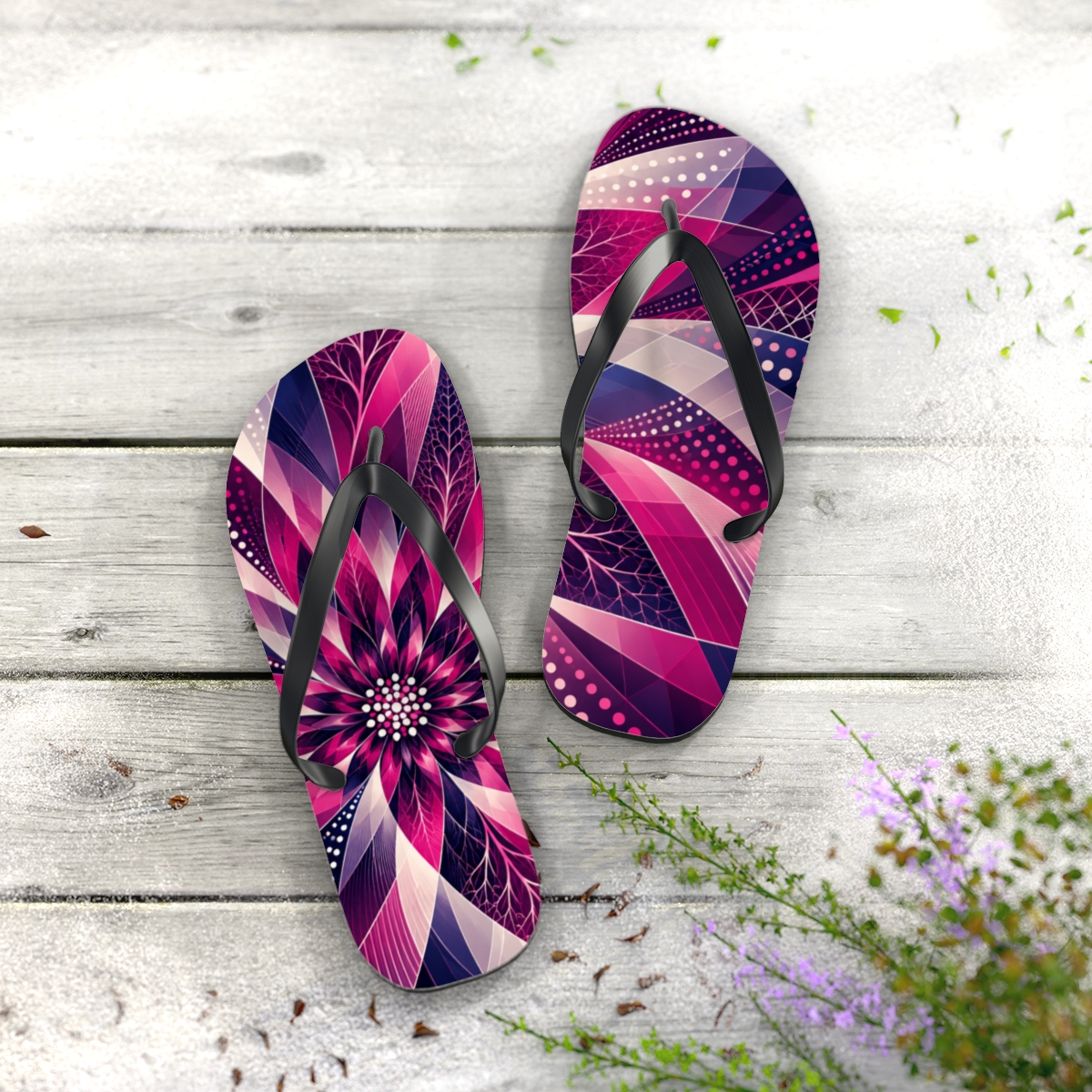 Fuchsia Vein Prism Cadence trendy printed flip flops [AI-0e8a92df-0176e5457306]