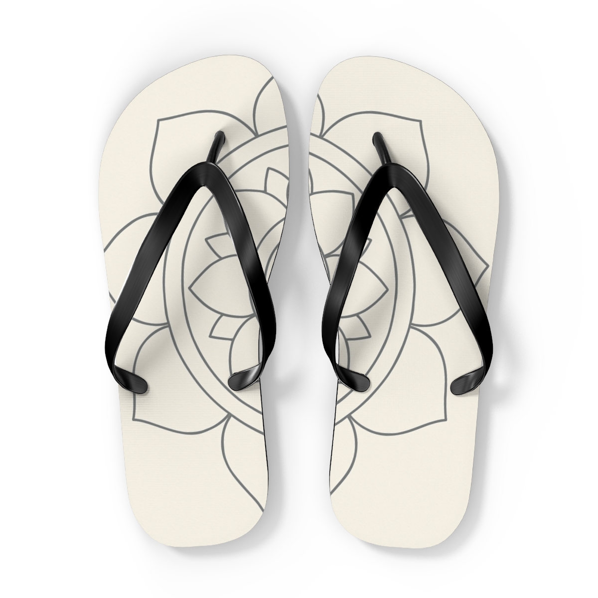 Graphite Petal Index Mandala designer logo flip flops