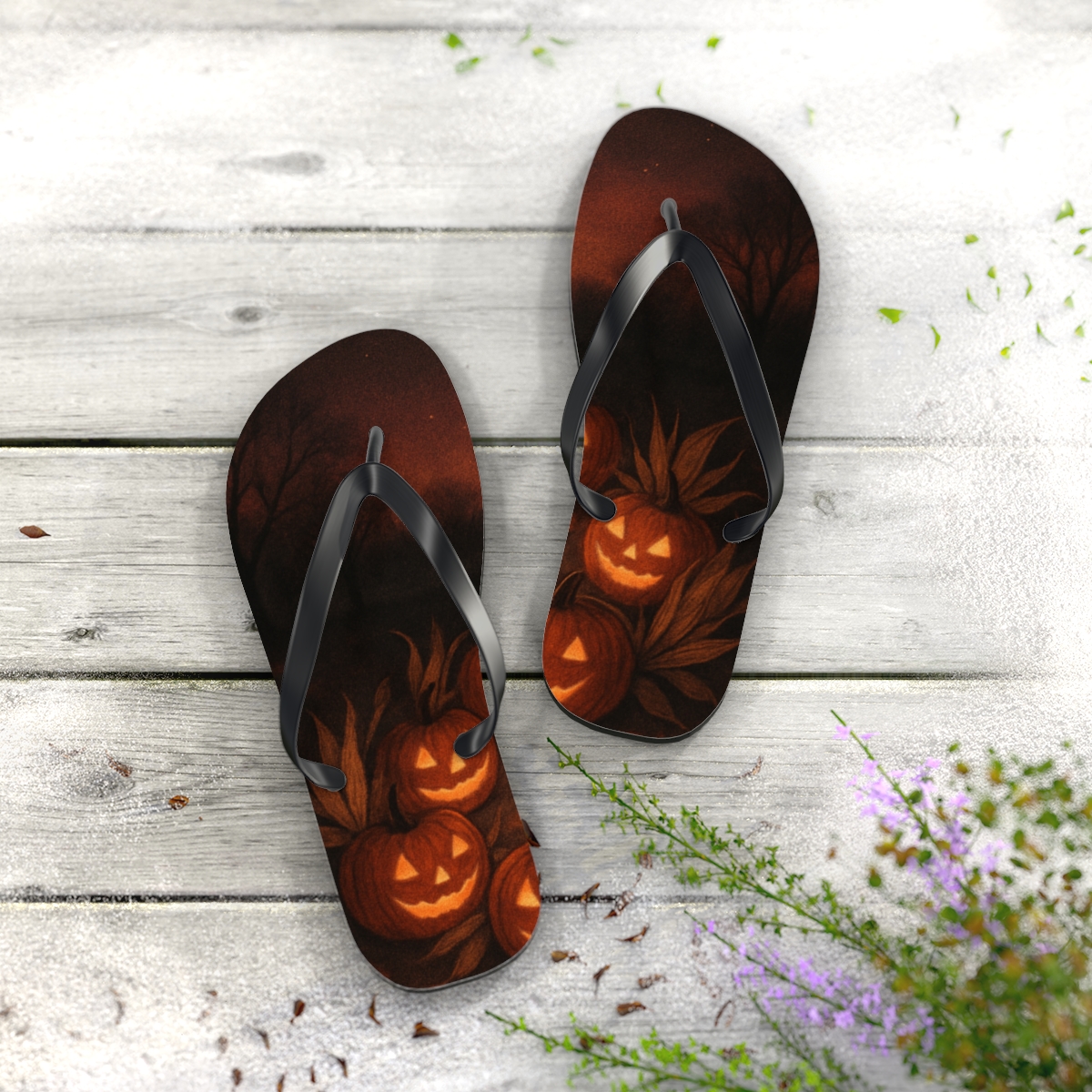 Harvest Lantern Eclipse designer logo flip flops