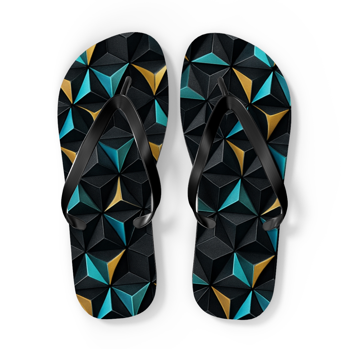 Hex Prism Bloom Grid colorful rubber flip flops