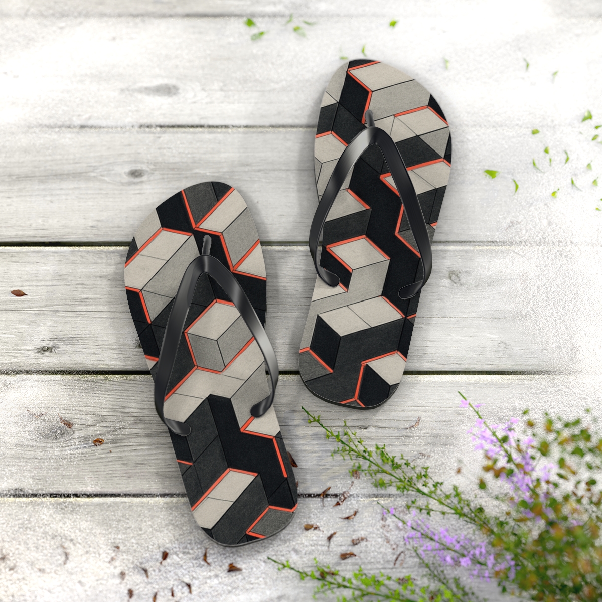 Hex Prism Step Matrix designer logo flip flops