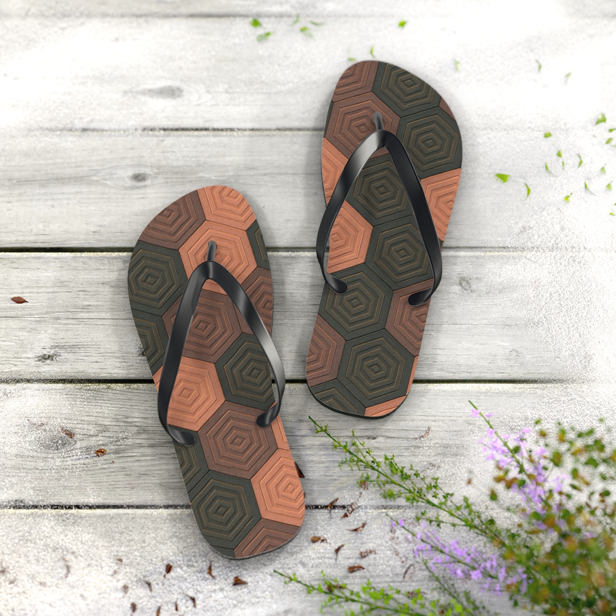 Hex Quilt Nebula Tiling stylish summer flip flops