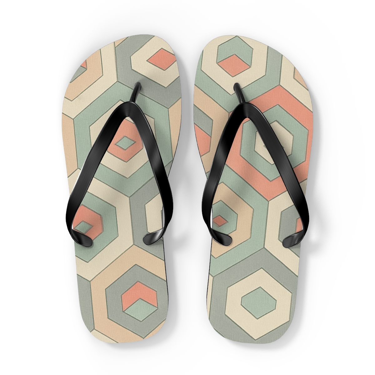 Hex Quilt Phase Shift trendy printed flip flops