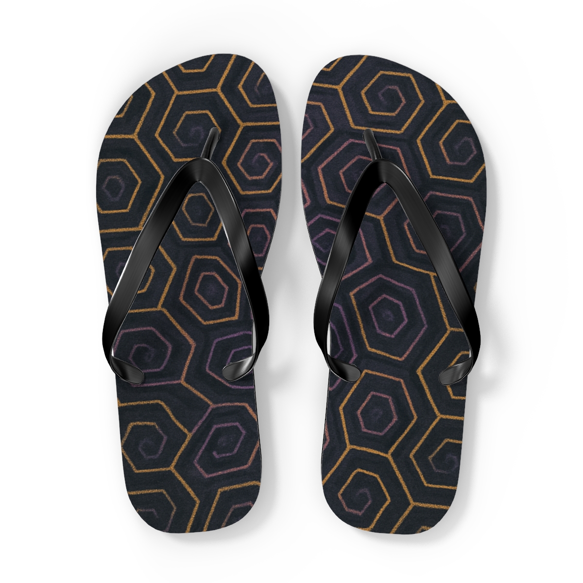 Hex Spiral Tessellation Bloom stylish summer flip flops