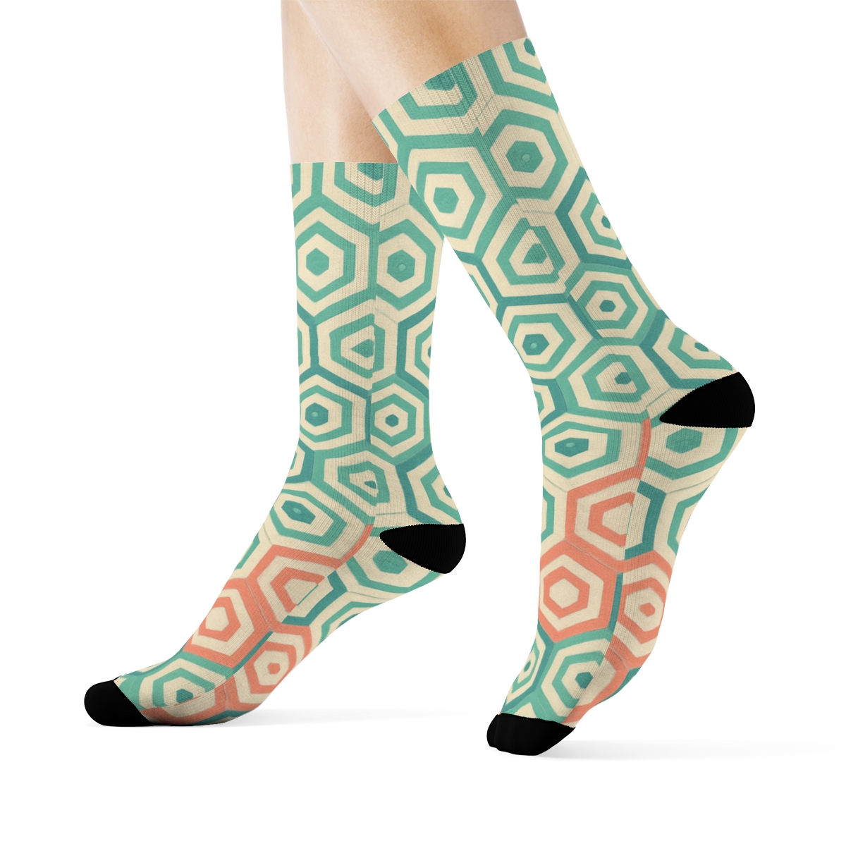 Hex Tile Bloom Gradient Matrix custom socks