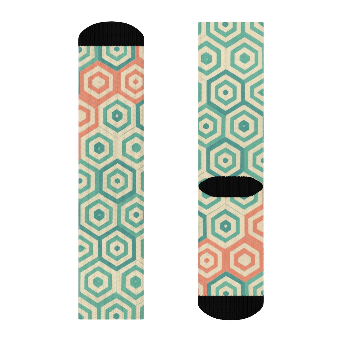 Hex Tile Bloom Gradient Matrix custom socks