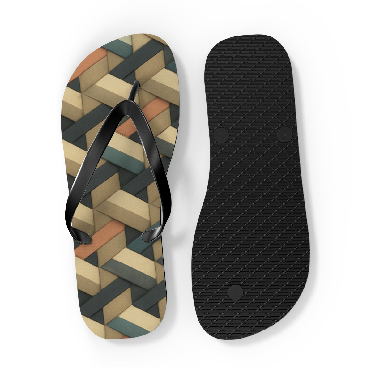 Hex Weave Drift Tiles designer logo flip flops