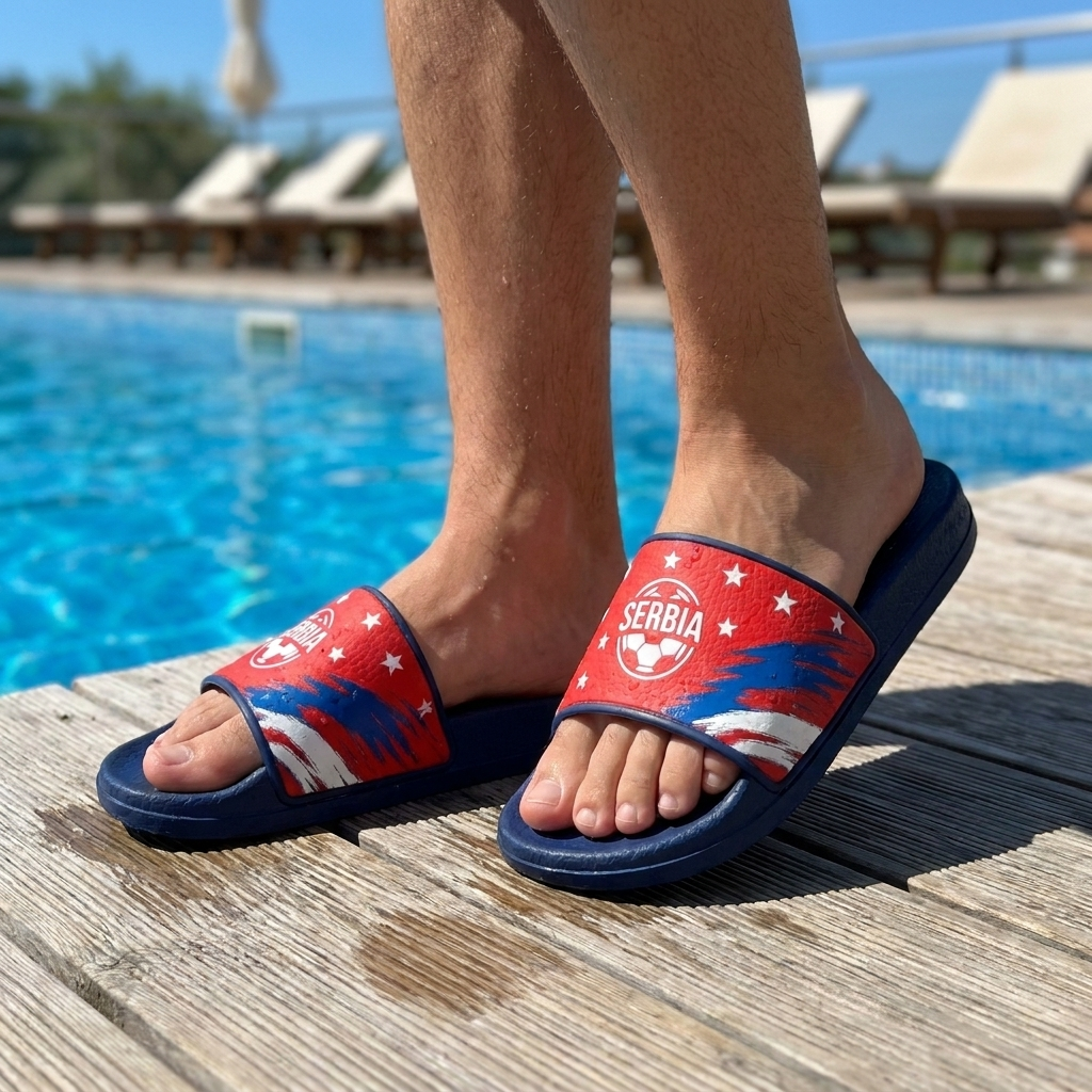 World Cup 2026 Serbia Football Fan Printed Slippers