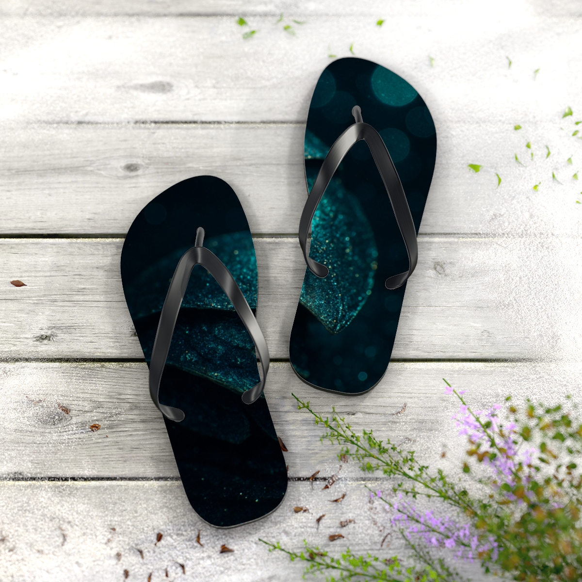 Iridescent Armor Of The Beetle soft sole flip flops